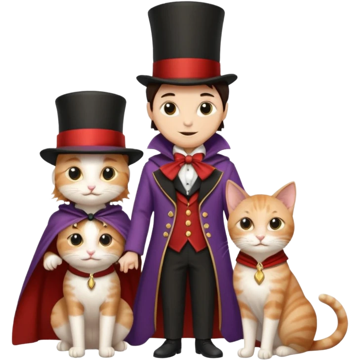 magician couple and their pet cat emoji