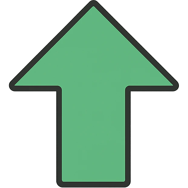 minimalistic flat look upward pointing green arrow, simple and clean emoji
