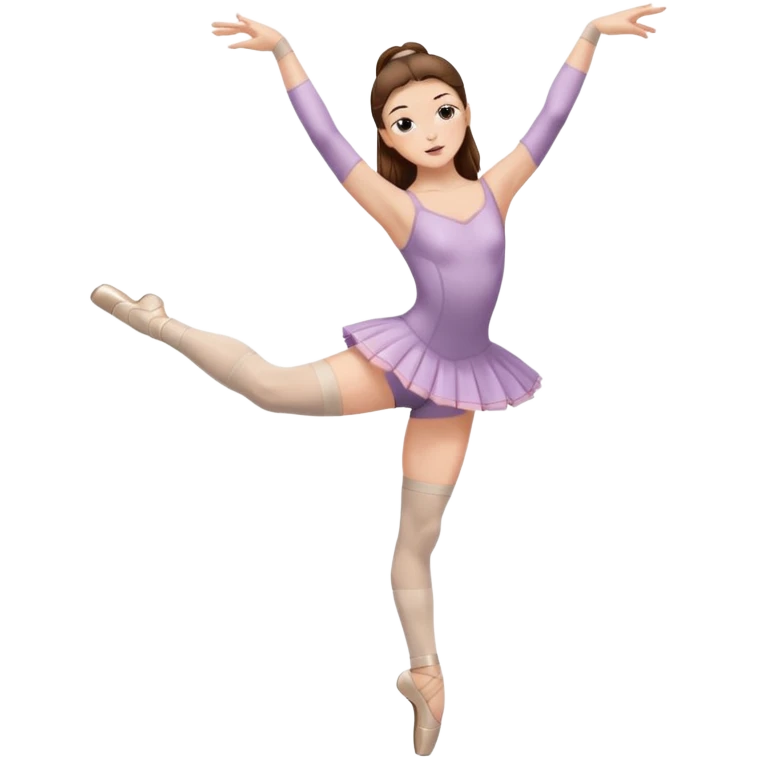 Ballet dancer in just over the knee socks, leotard and long brown hair emoji