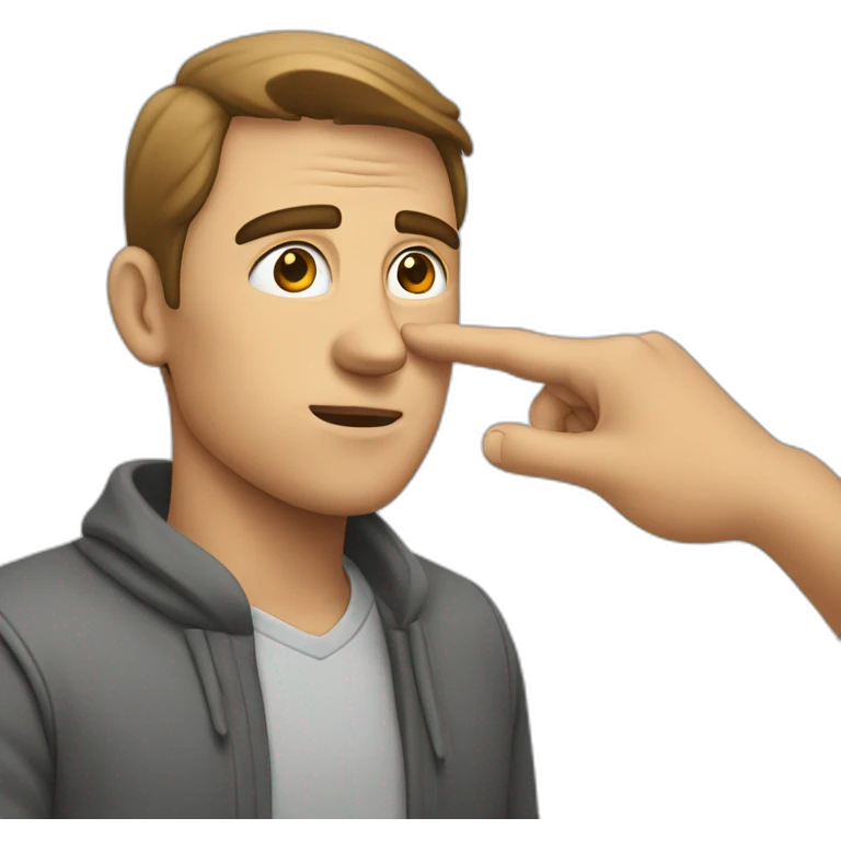 A man points his hand at the eye and pulls it down emoji
