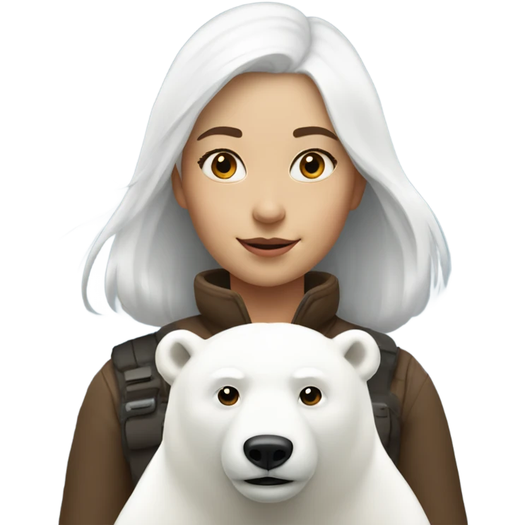 Girl with white hair and grey eyes rides a polar bear  emoji