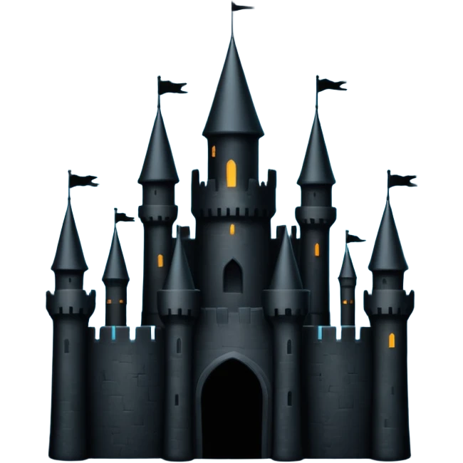 iOS emoji, minimal dark fantasy, black castle silhouette, flat emoji