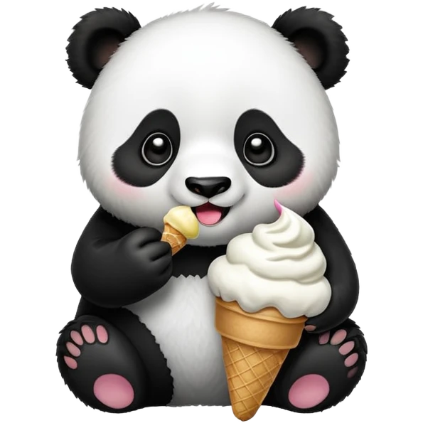 Panda eating ice cream emoji