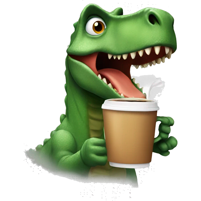 dinosaur drinking coffee  emoji