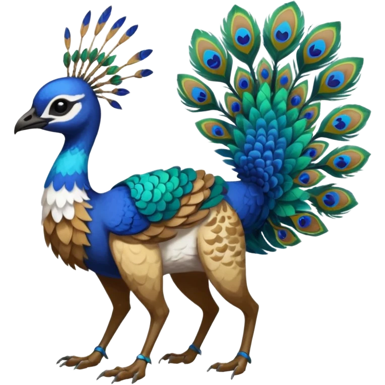  beautiful handsome gorgeous aesthetic colorful vibrant Vernid-Trico-species-Fakemon-creature by LiLaiRa, 4 legs, 1 tail, random markings, (full body) with a peacock-like-feather-headdress emoji