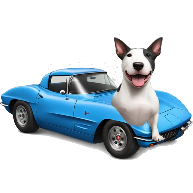 Bull terrier and blue C6 Corvette  emoji