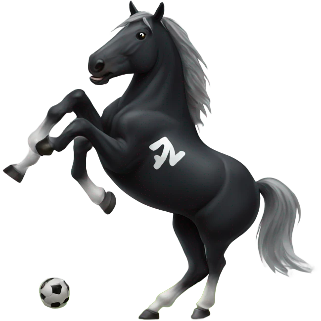 A black horse playing soccer emoji