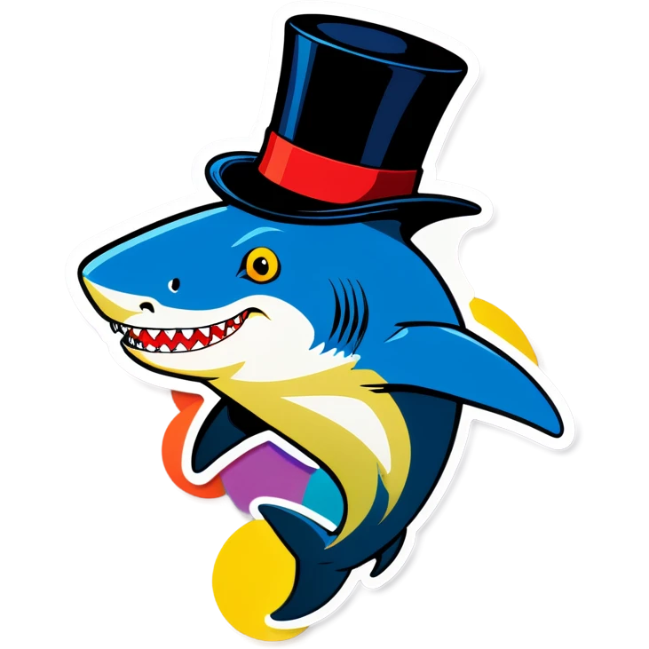 Shark with a top hat emoji