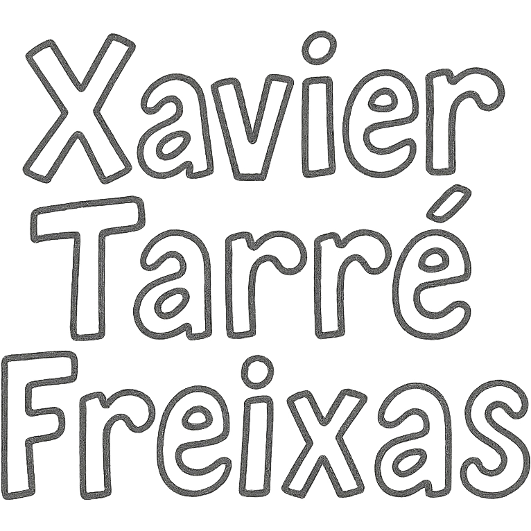 'Xavier Tarre Freixas' text in a playful and artistic hand-drawn outlined style emoji
