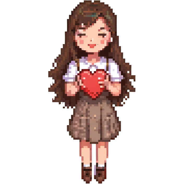 Naked beautiful femme fatale brunette winks and shows a "heart" gesture emoji