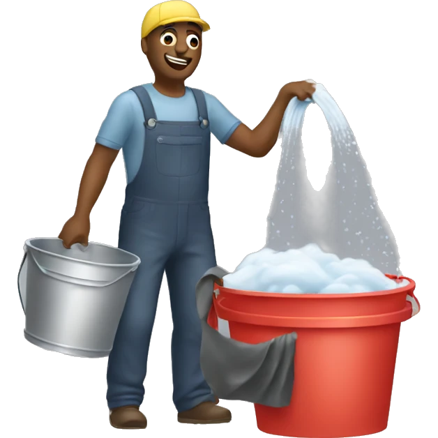 man washing a car with a bucket emoji