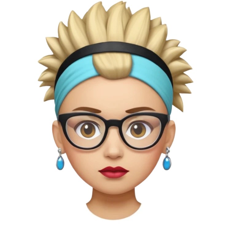 extreme mohawk person face headband glassess lots of makeup emoji