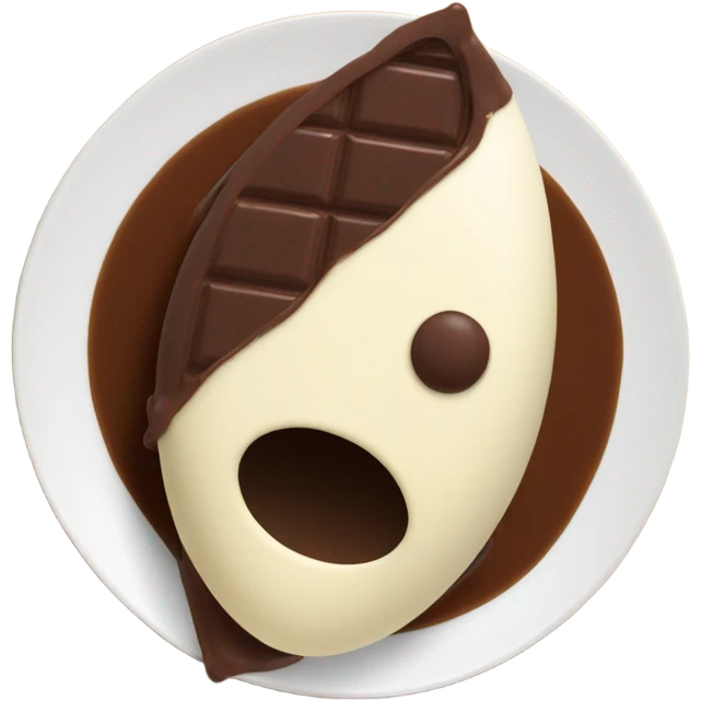 Chocolate and vanilla quenelle on glass plateemoji emoji