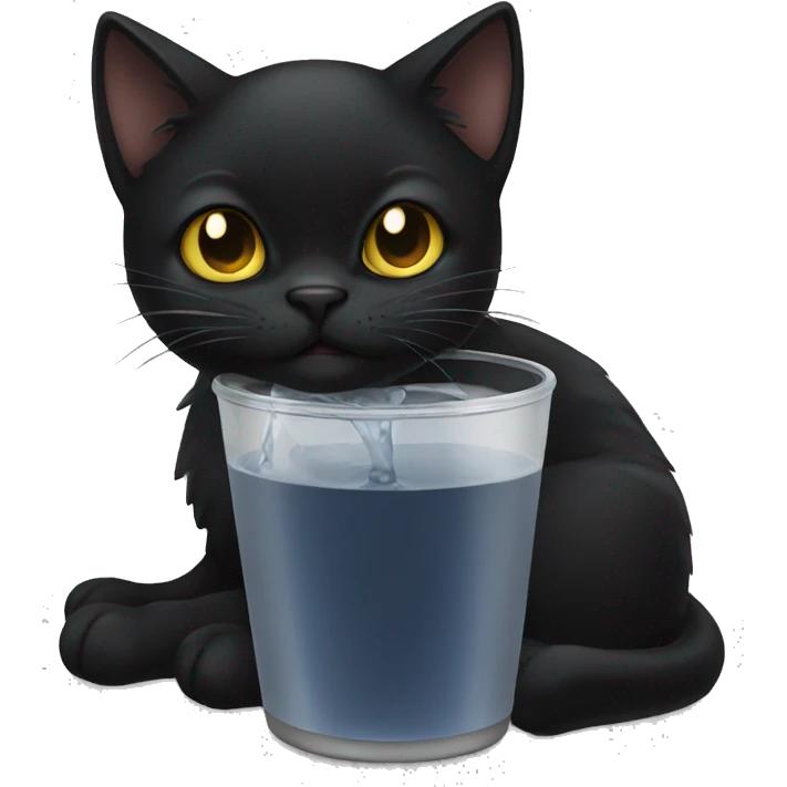 BLACK CAT DRINKING SOMETHING  emoji