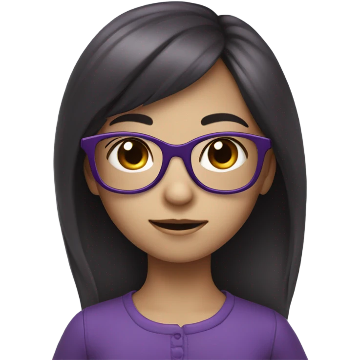 pale little girl in purple glasses and dark hair emoji