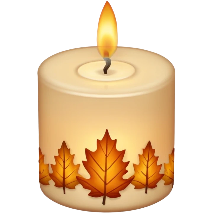 cozy autumn candle, beige colours emoji