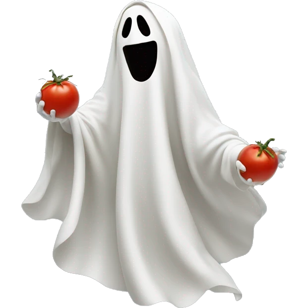 Ghost throwing tomatoes  emoji