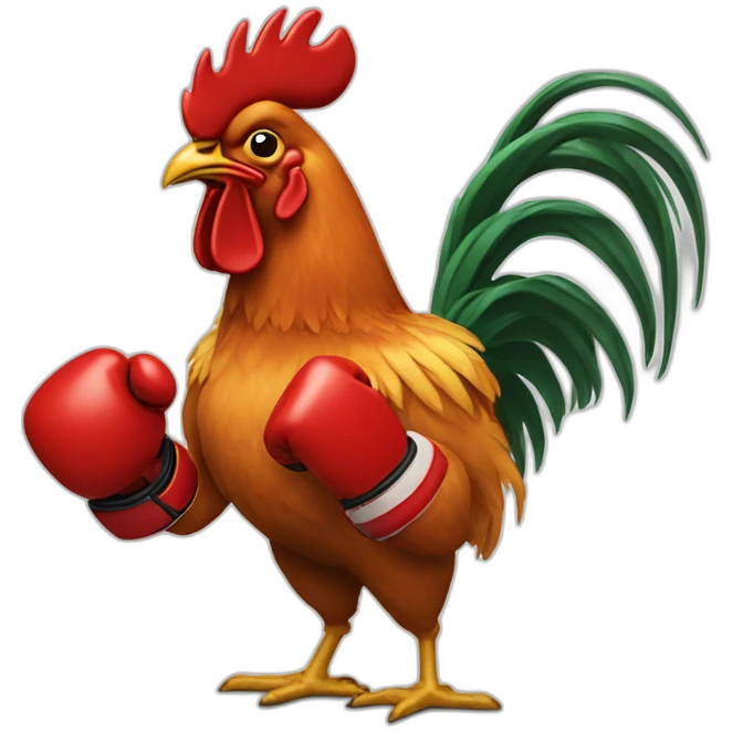 A rooster with boxing gloves emoji