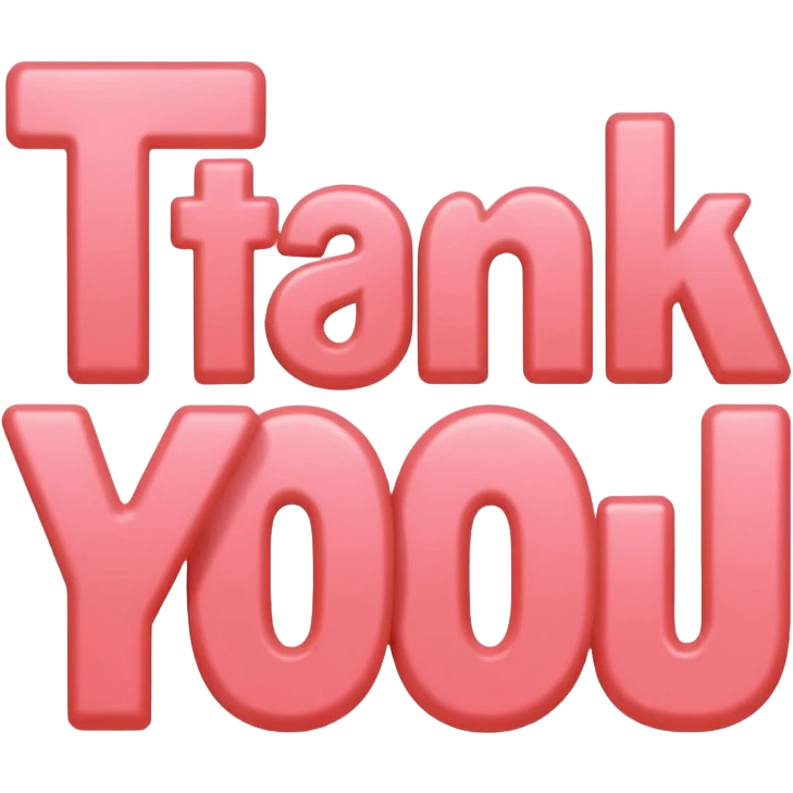 the words thank you in coral pink emoji