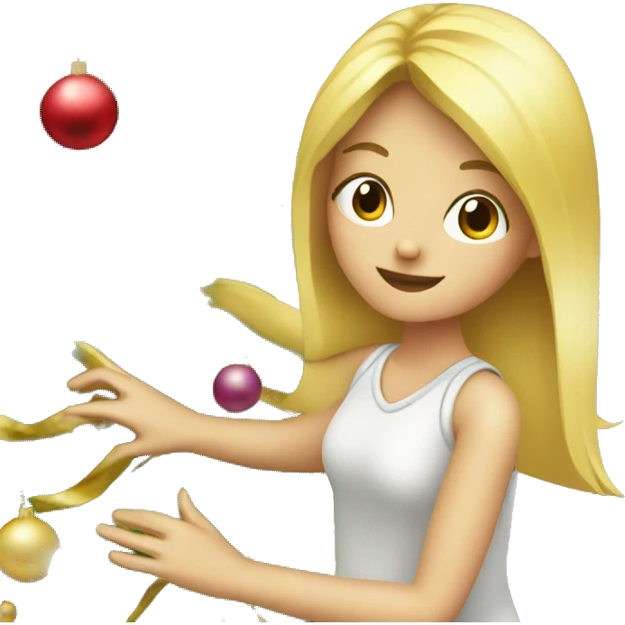 Blond Girl decorating Christmas tree emoji