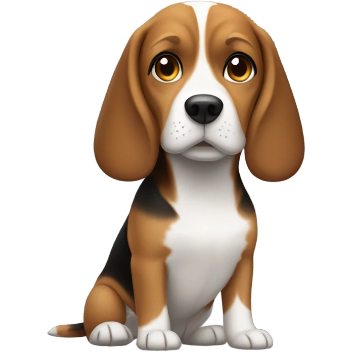 beagle with a girl long straight brown hair emoji