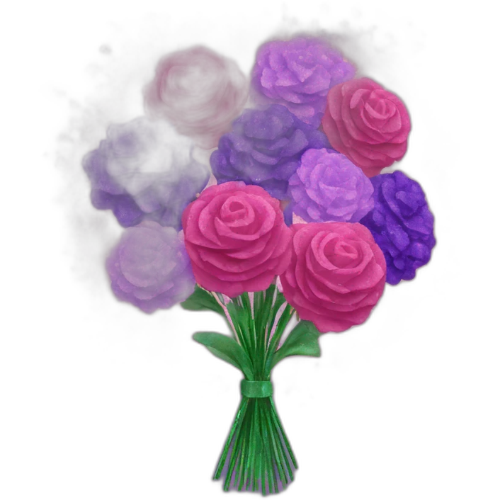 pink and purple glitter bouquet emoji