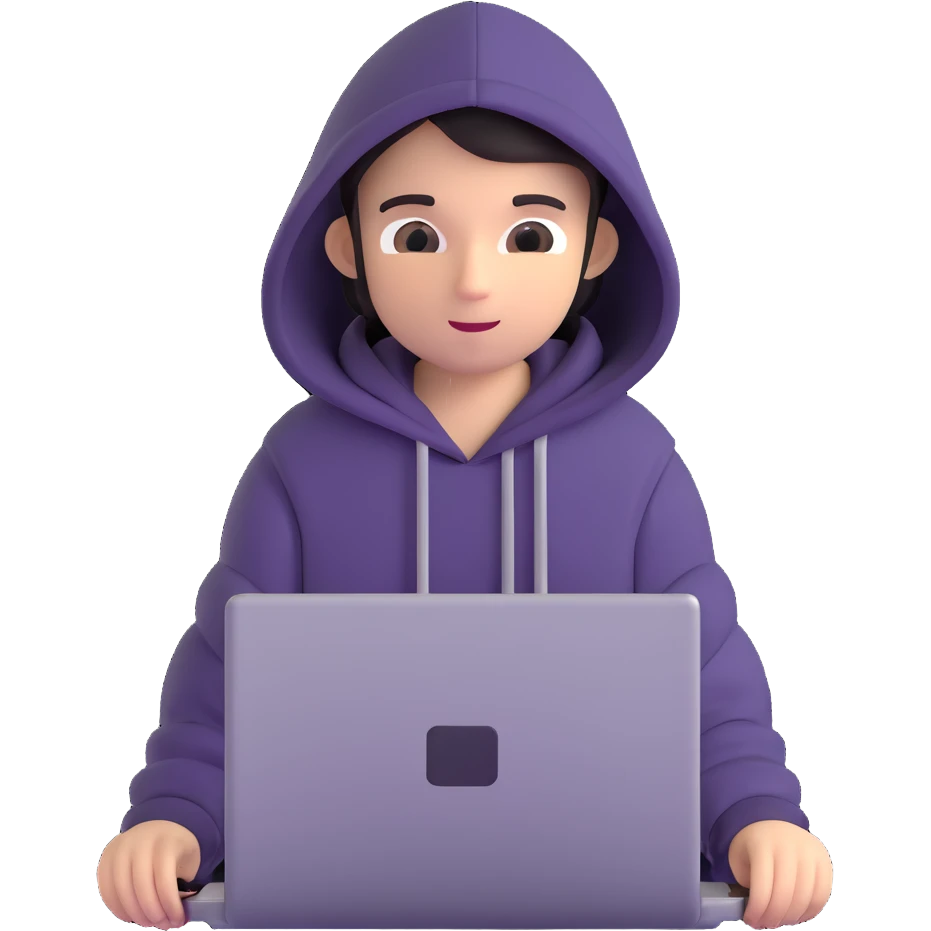 hacker with laptop wearing hoodie emoji