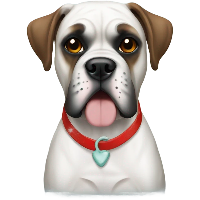 White boxer dog Christmas  emoji