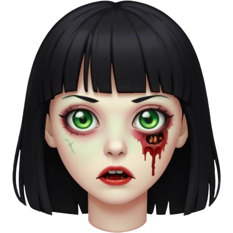 Zombie woman with bangs and black hair emoji