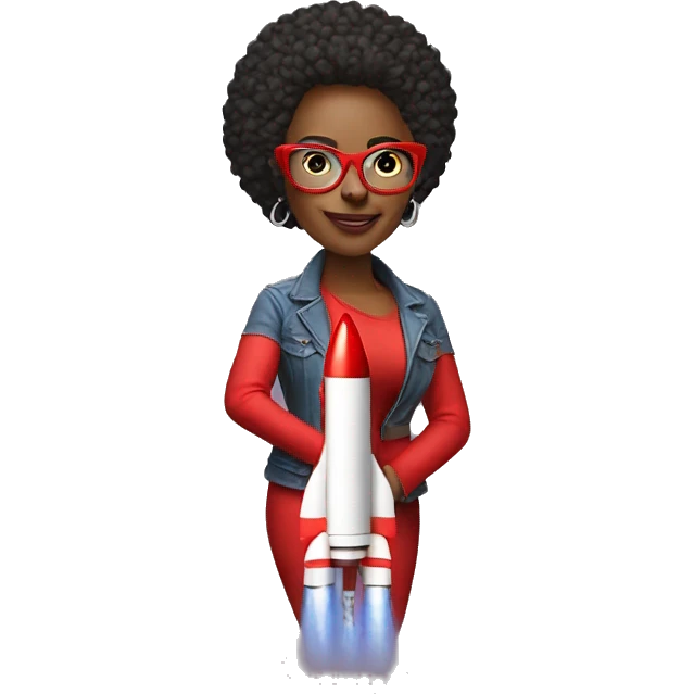 Women on rockets hip with red glasses emoji