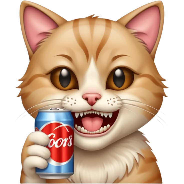 crying cat with human teeth and coors light emoji