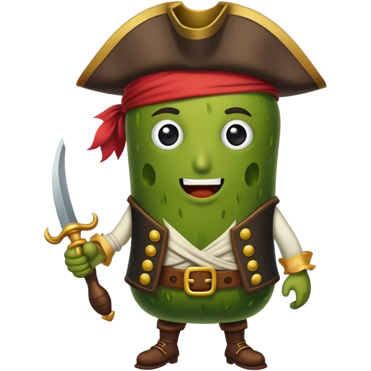Pickle dressed as a pirate emoji