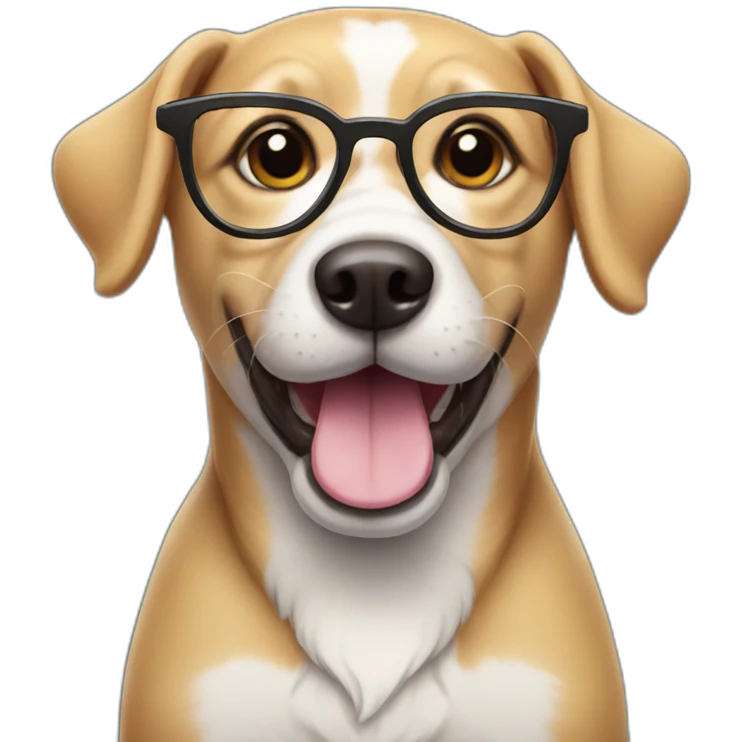 Dog with glasses smile emoji