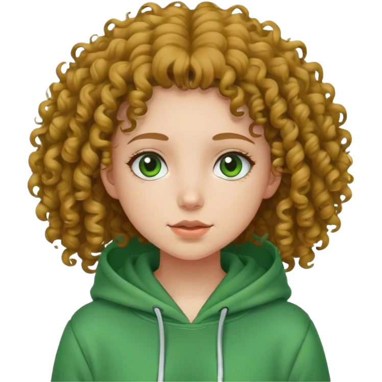 кудрявая девушка в зеленом худи emoji