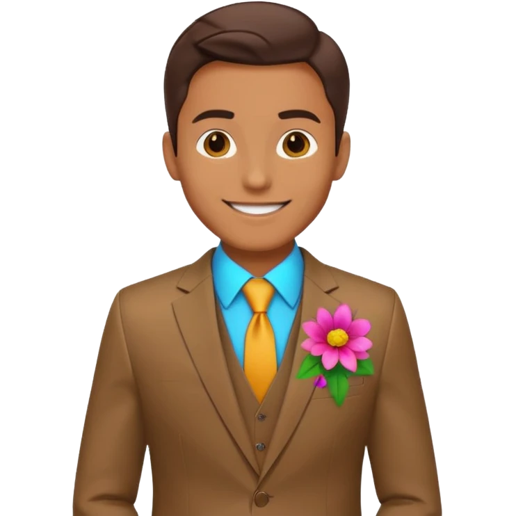man with colorful flower in his suit pocket emoji