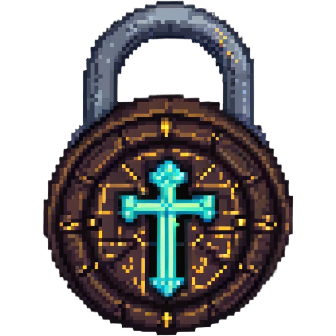A fantasy magic lock with runes and glowing magical aura emoji