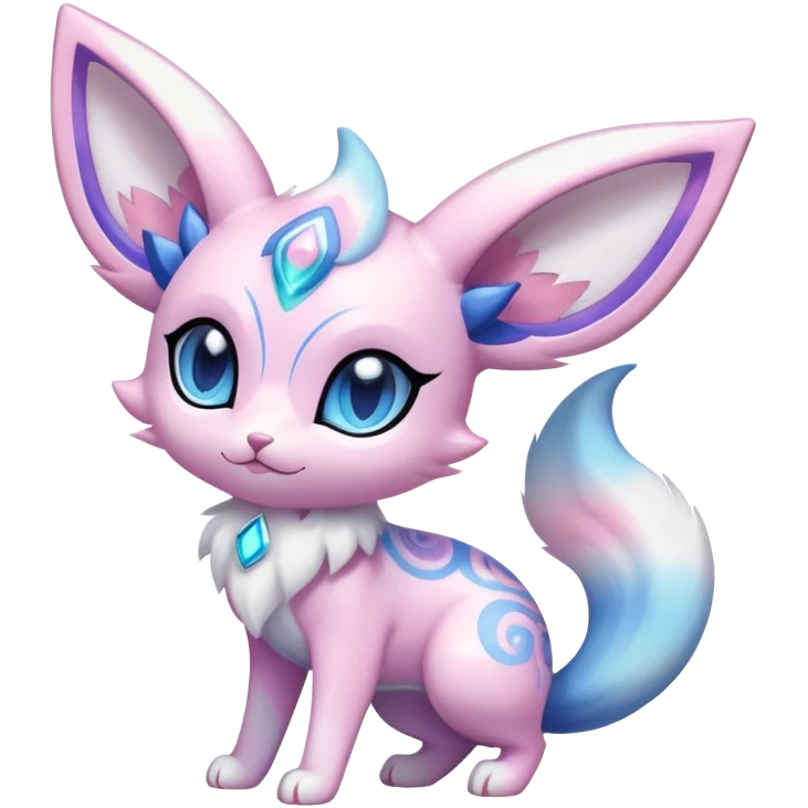 Shiny Exotic Cute Nebulae Ethereal Espeon-Sylveon-Meowstic-Hybrid-Creature with pattern-markings emoji