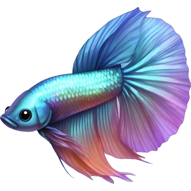 iridescent long fin betta with full tail emoji