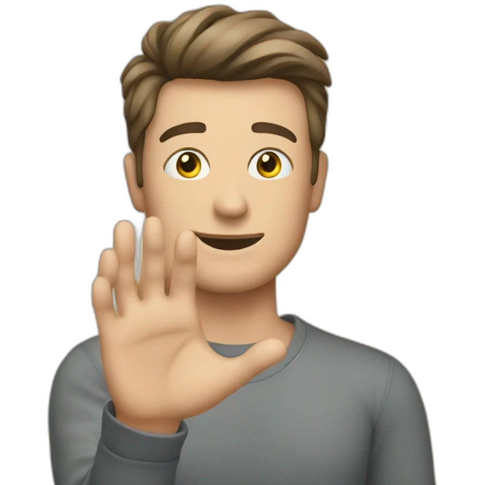 man with home wallpaper on his hand emoji