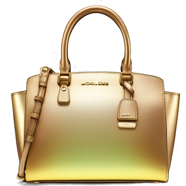 Realistic iridescent  gold ombre metallic michael kors satchel purse. emoji