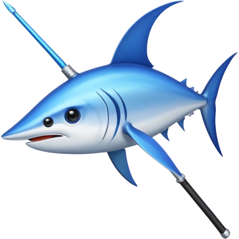 a swordfish with a long sharp blue stick on the tip of it's nose emoji