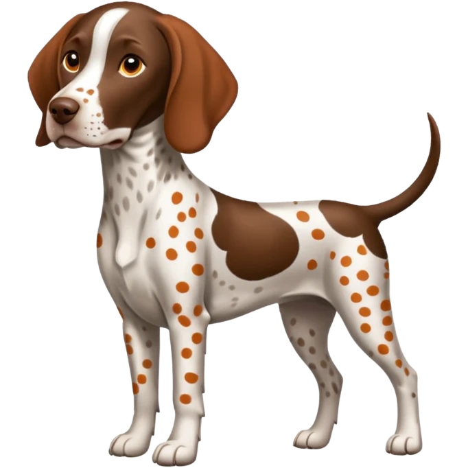 white and orange spotted german short haired pointer no tail emoji