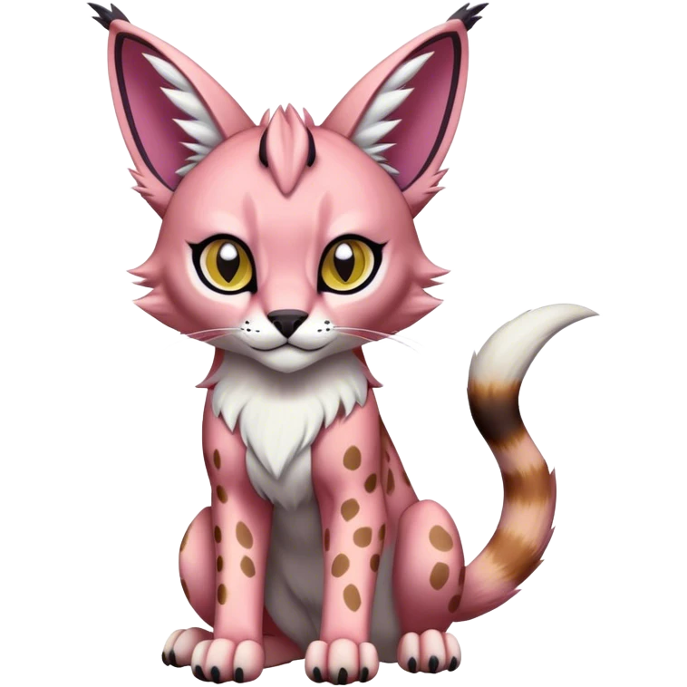 A pink lynx-caracal-serval-fakemon-Digimon-creature-hybrid emoji