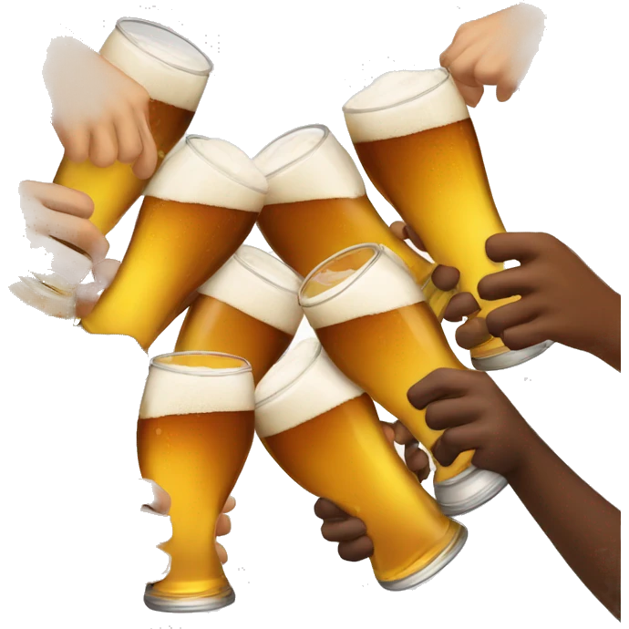 a group of friends toasting with beers emoji