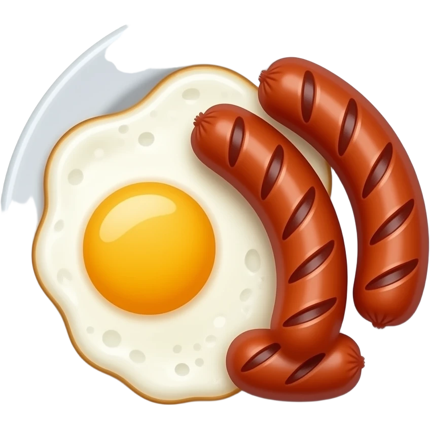 egg and sausage breakfast plate with fried eggs and grilled sausages emoji