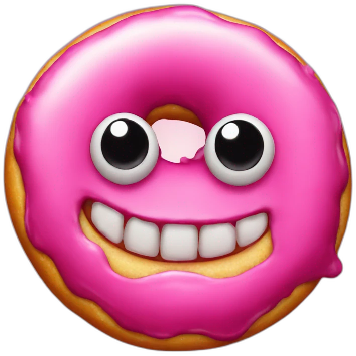 a pink donut but with a demon face emoji