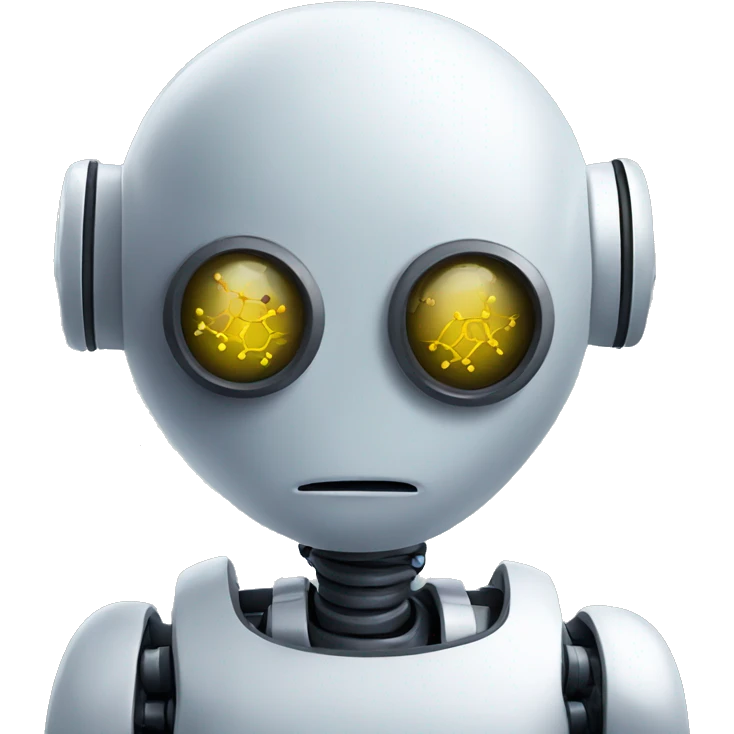 a robot thinking about a virus emoji