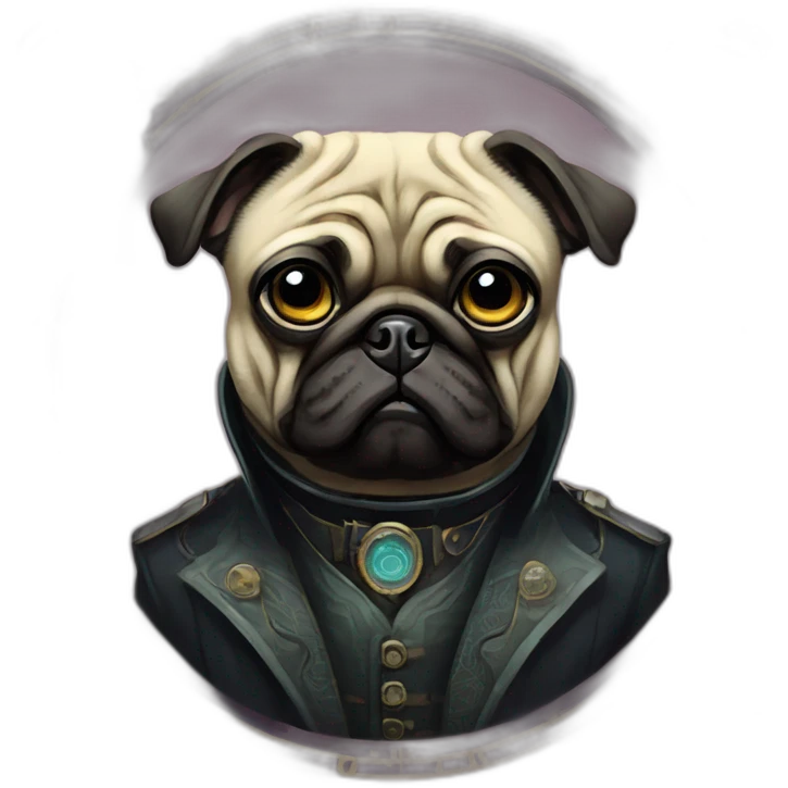 A cyberpunk pug in Art Nouveau style during 1910 emoji