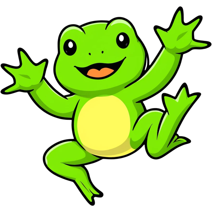 cartoon frog jumping emoji