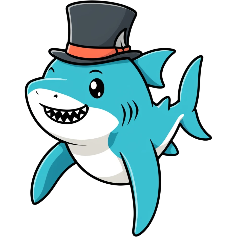 Shark with a top hat emoji